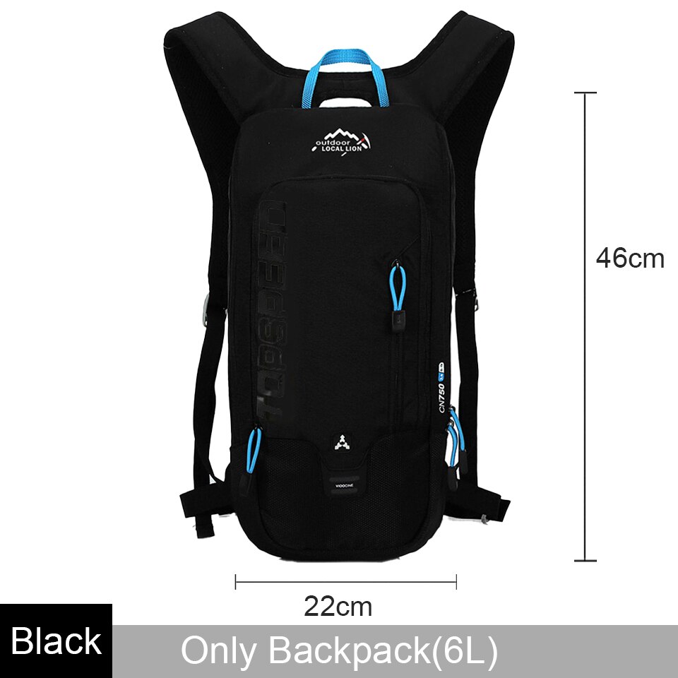 LOCAL LION 6L/5L Cycling Bag Men's Women Riding Waterproof Breathable Bicycle Backpack,Bicycle Water Bag,Bicycle helmet: A-Black