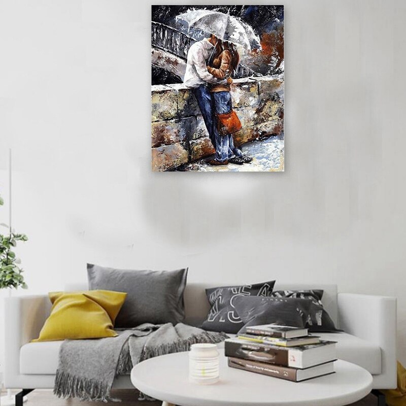DIY Oil Painting on Canvas, Paint By Number Kit DIY Wall Decor Painting-Romantic Couple