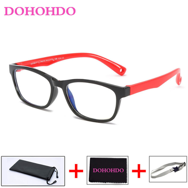 Dohohdo børn optisk brillestel barn dreng pige nærsynethed receptpligtig brillestel briller brillestel oculos de sol: Sort rød