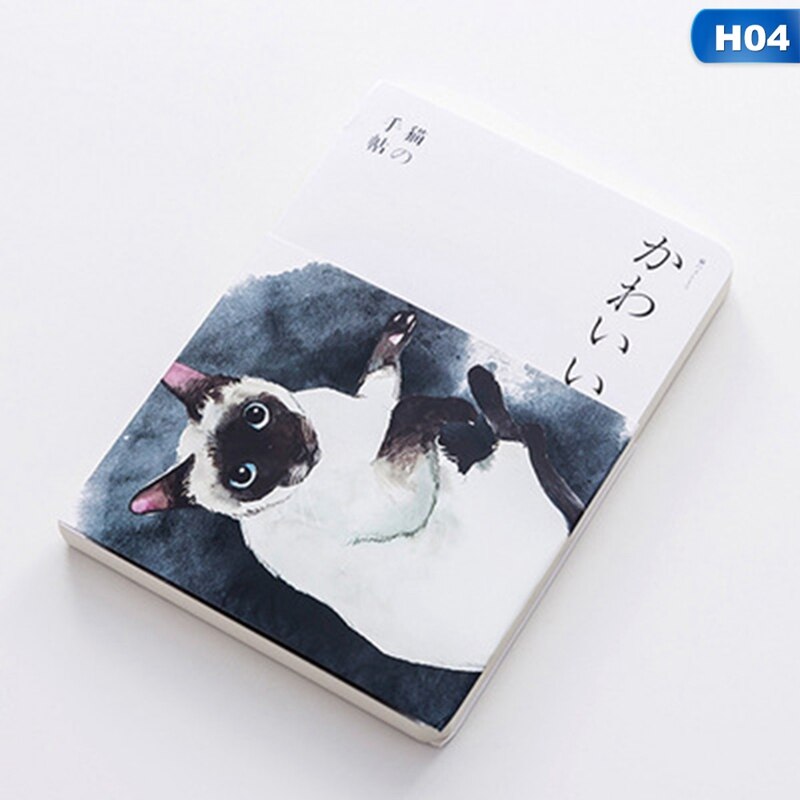 1Pcs 80 Sheets Cute Cat Notebook Paper Sketch Book Office School Supplies Blank Vintage Sketchbook Diary Drawing: H04