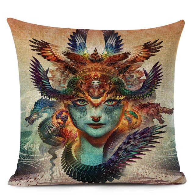 Kaunis nainen tyynyliina, neliönmuotoinen pellava tyynyliina, makuuhuoneen tyynyliina, perhehotelli auton koristetyynyliina, koko 45 cmx 45cm.: H11
