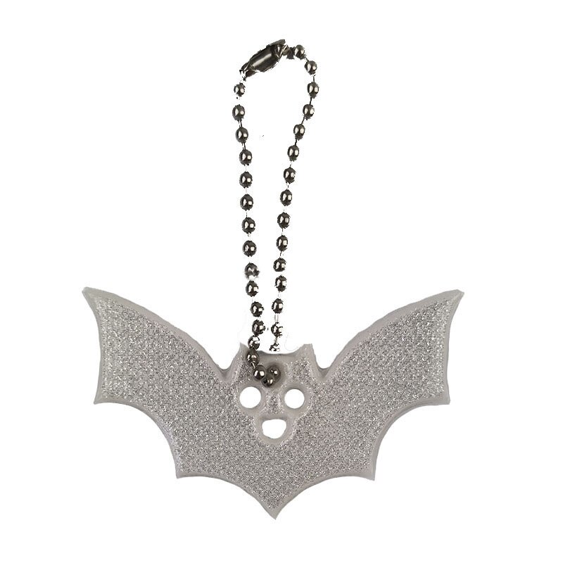 10Pcs Halloween bat Small Sequin Glitter Keychains Reflective bag Pendant Night Riding Walking Bike Reflector key ring: 10Pcs Silvery white
