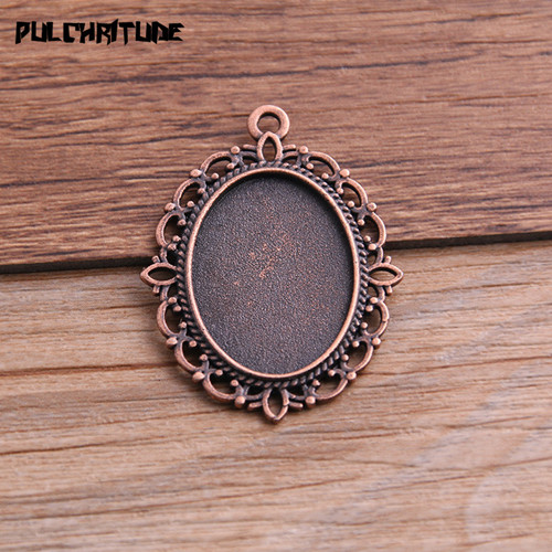 6 Pcs 18*25 Mm Binnenmaat 9 Kleur Klassieke Stijl Ovale Cabochon Base Instellen Charms Hanger Voor Diy sieraden Maken: antique copper