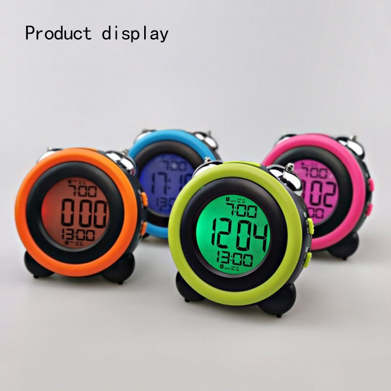 Color Screen Electronic Clock Loud Alarm Clock Alarm Multi-group Alarm Clock LED Big Ring Clock