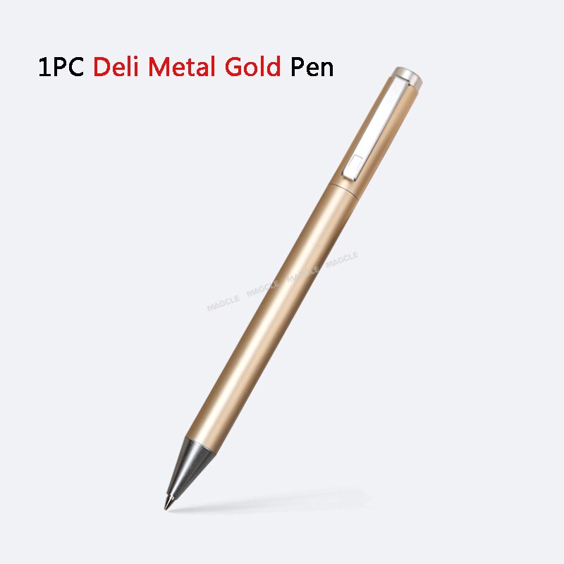 Xiaomi deli metal skilt pen kuglepen signering pen 0.5mm gel premec glat switzerland refill sort blæk kontor skole skrivepen: 1pc guldpenne