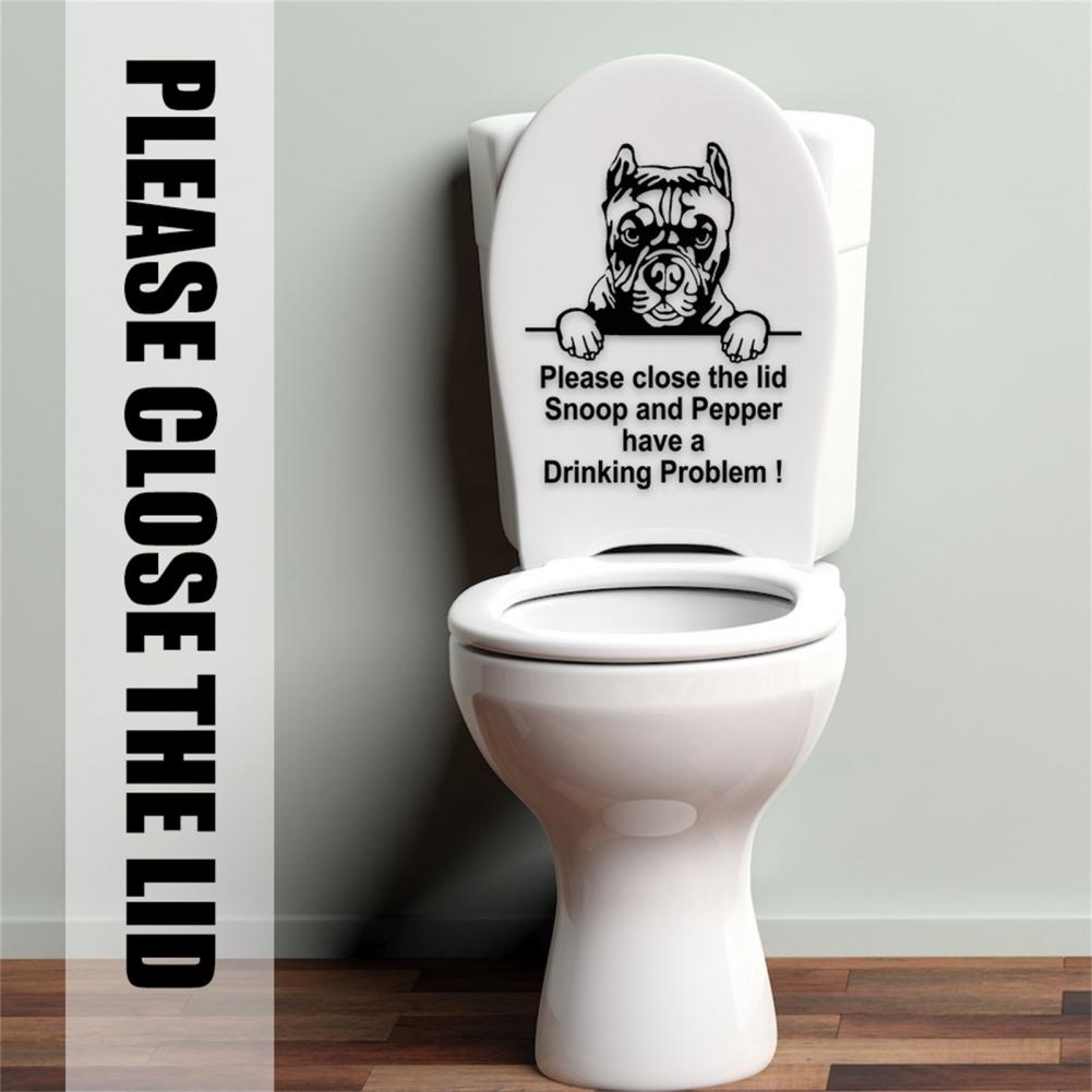 Toilet Seat Decal No Residue Self-adhesive Paper Toilet Seat Decorative Dogs Sticker for Home