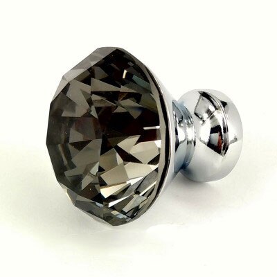 1pcs Crystal glass dril Kitchen Drawer Cabinet Door Handle Furniture Knobs Hardware Cupboard Antique Brass Shell Pull Handles: black  25mm