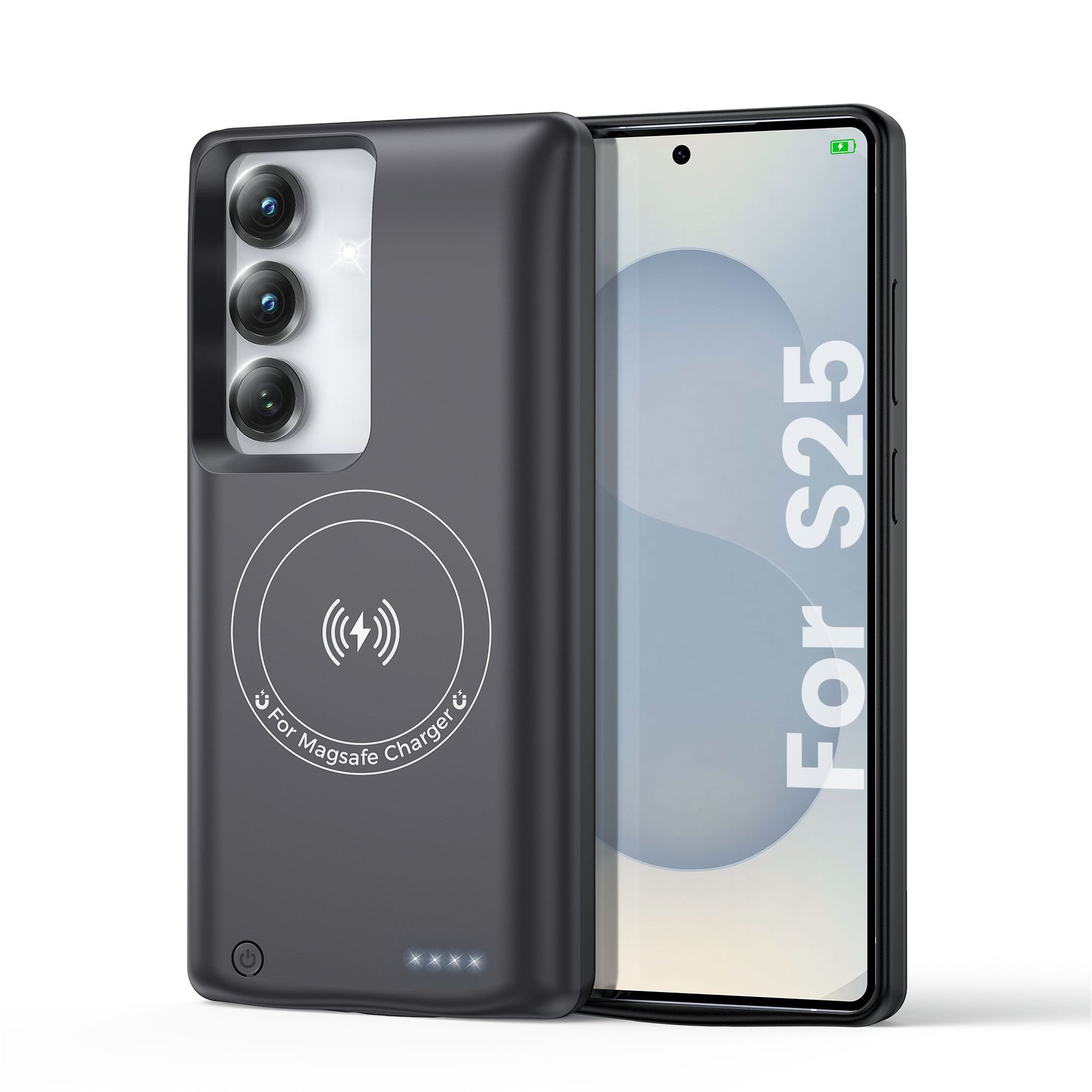 Batteria ausiliaria per Samsung Galaxy S22 S23 S24 S25 Ultra S25 Plus Custodia caricabatteria wireless magnetica Power Bank: Chiaro