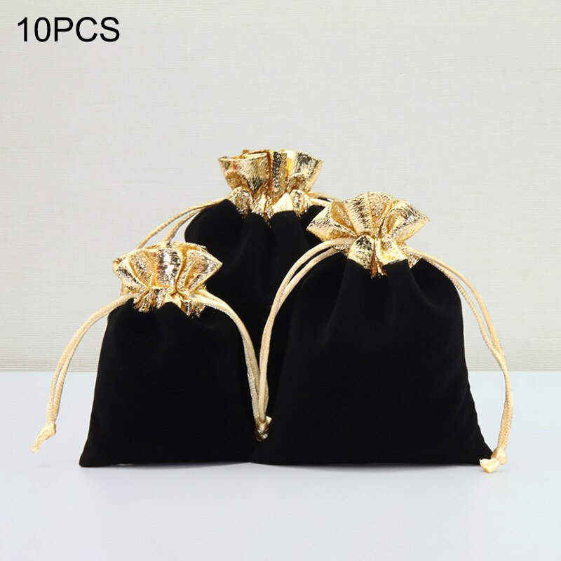 10 sztuk/partia rocznika aksamitna torby 7x9 10x12 12x15cm wino czerwone sznurek z organzy torby na prezenty ślubne opakowanie na biżuterie woreczki: czarny / 7x9cm
