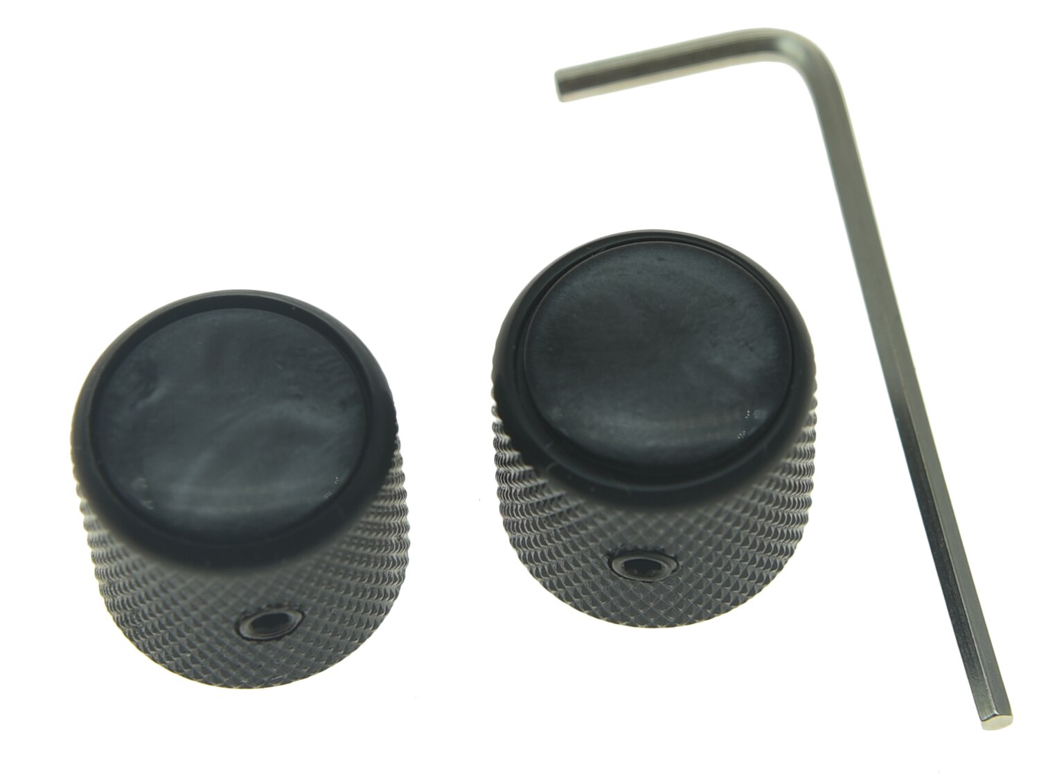 Dopro Set of 2 Black Pearl Top Cap Guitar Dome Knobs with Set Screw for Tele Guitars Black Pearl Bass Knobs