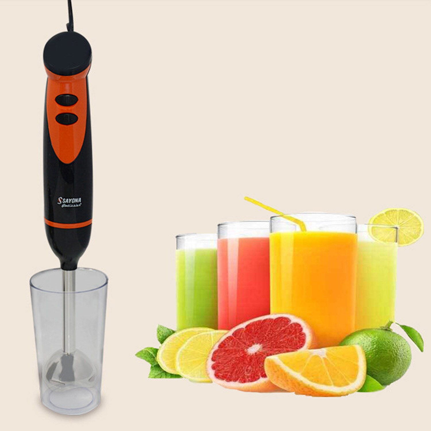 4 in 1 Adjustable Speed Multi-functional Electric Hand Blender for Home Kitchen Smoothies Milk Shakes Soups EU Plug