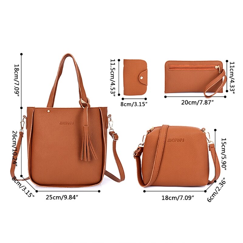 4 Pcs Vrouwen Mode Handtas Schoudertassen Lady Casual Reizen Crossbody Messenger Satchel Set Vrouwelijke Grote Capaciteit Shopping Tote