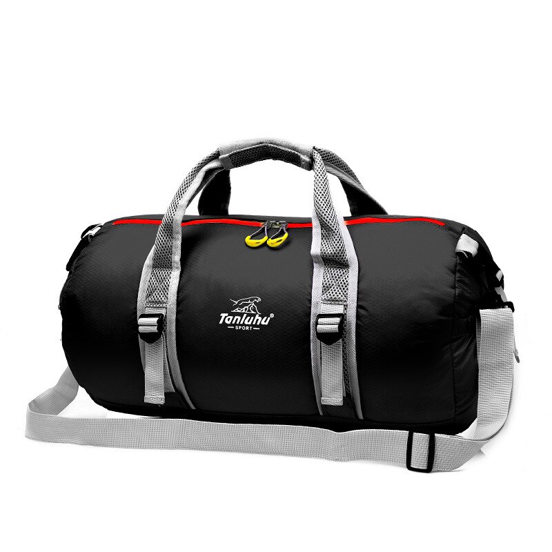 Udendørs foldning stor kapacitet rejse håndbagage taske multifunktionelle sports gym taske: Sort