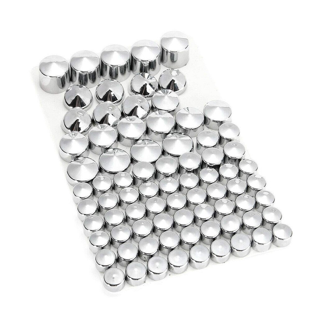 76Pcs/Set Motorcycle Screw Nut Bolt Cap Cover Kit Chrome Bolt Caps Topper Cover