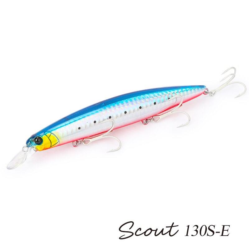 TSURINOYA 130S-señuelo de pesca de pececillo que se hunde, SCOUT, 130mm, 24g, fundición larga, lengüeta de lubina, cebos duros artificiales grandes para pesca en el mar: Morado