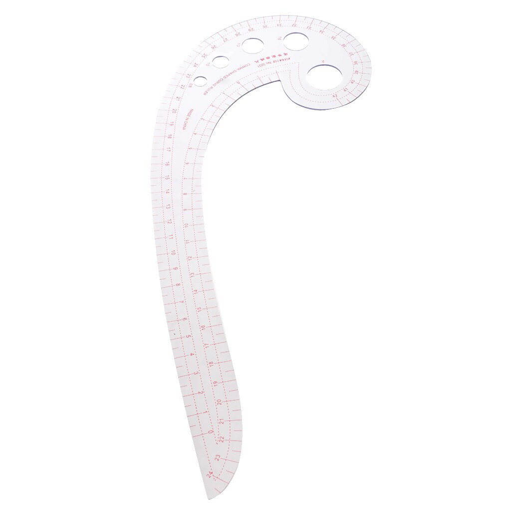 Sewing Tools Clear Ruler Hard Plastic Comma Shaped Curve Size Measurement