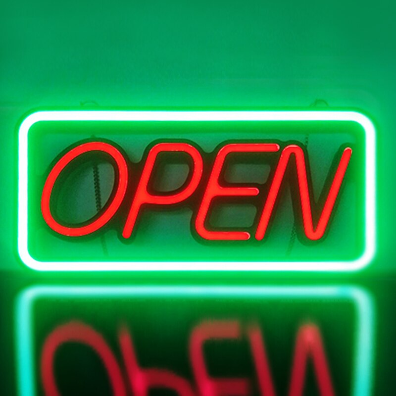 Business Open Sign Neon Red Letter For Pizza/Coffee Bright Neon Business Store Led Open Sign Light With Red Green Open Light