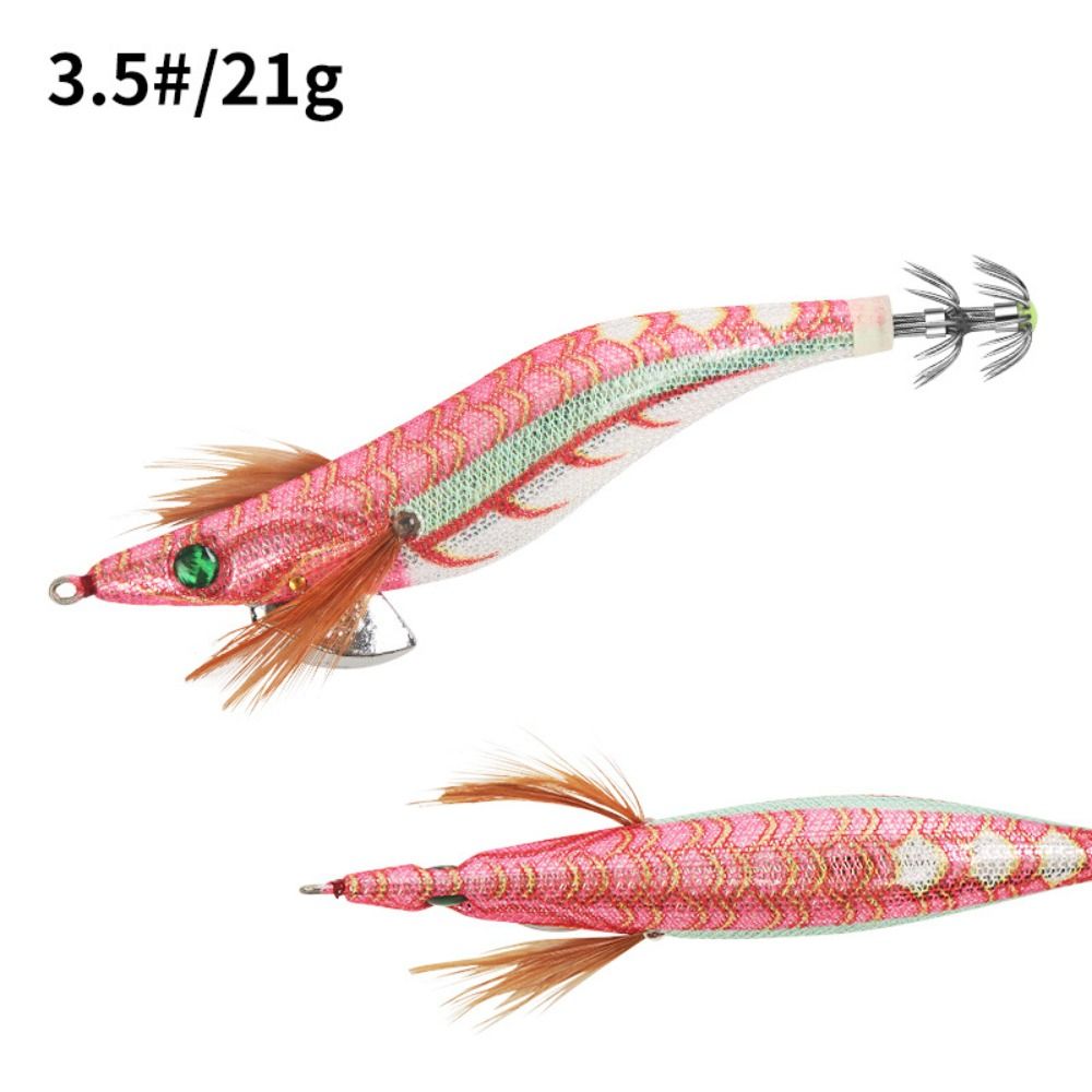 Señuelo de pesca de 13cm y 21g, anzuelo de calamar Artificial, plantillas de calamar noctilucentes, plantillas de sepia, señuelos giratorios, camarones de madera para pesca en el mar