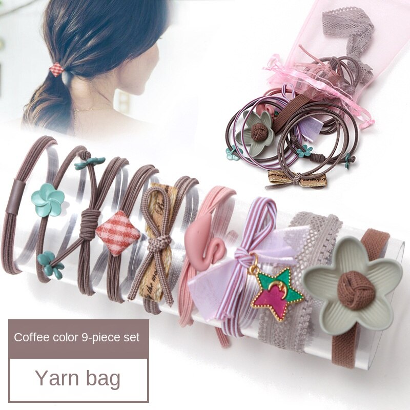 9 Uds bebé las vendas de Nylon niños elástico bandas para el pelo de los niños pelo cuerdas accesorios de bebé Princesa Madre de los niños y los niños: 9 pcs brown