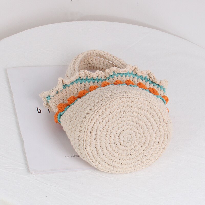 Gehaakte Strand Handtas Voor Meisjes Zomer Stro Touw Hollow Out Hand Geweven Totes Bag Vrouwen Hol Breien Handtas