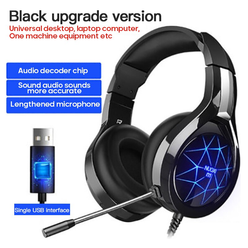 Gaming Headset Hoofdtelefoon Met Microfoon Licht Surround Sound Bass Koptelefoon Voor PS4 Professionele Gamer Pc Laptop: F