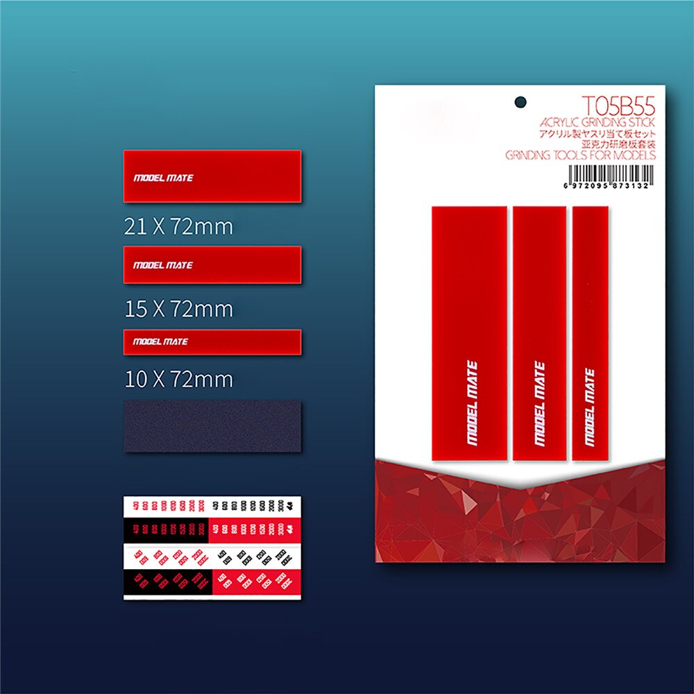 3pcs Acrylic Grinding Stick Polishing Sanding Sticks Set DIY Model Tools for Gundam Accessories Parts: Red