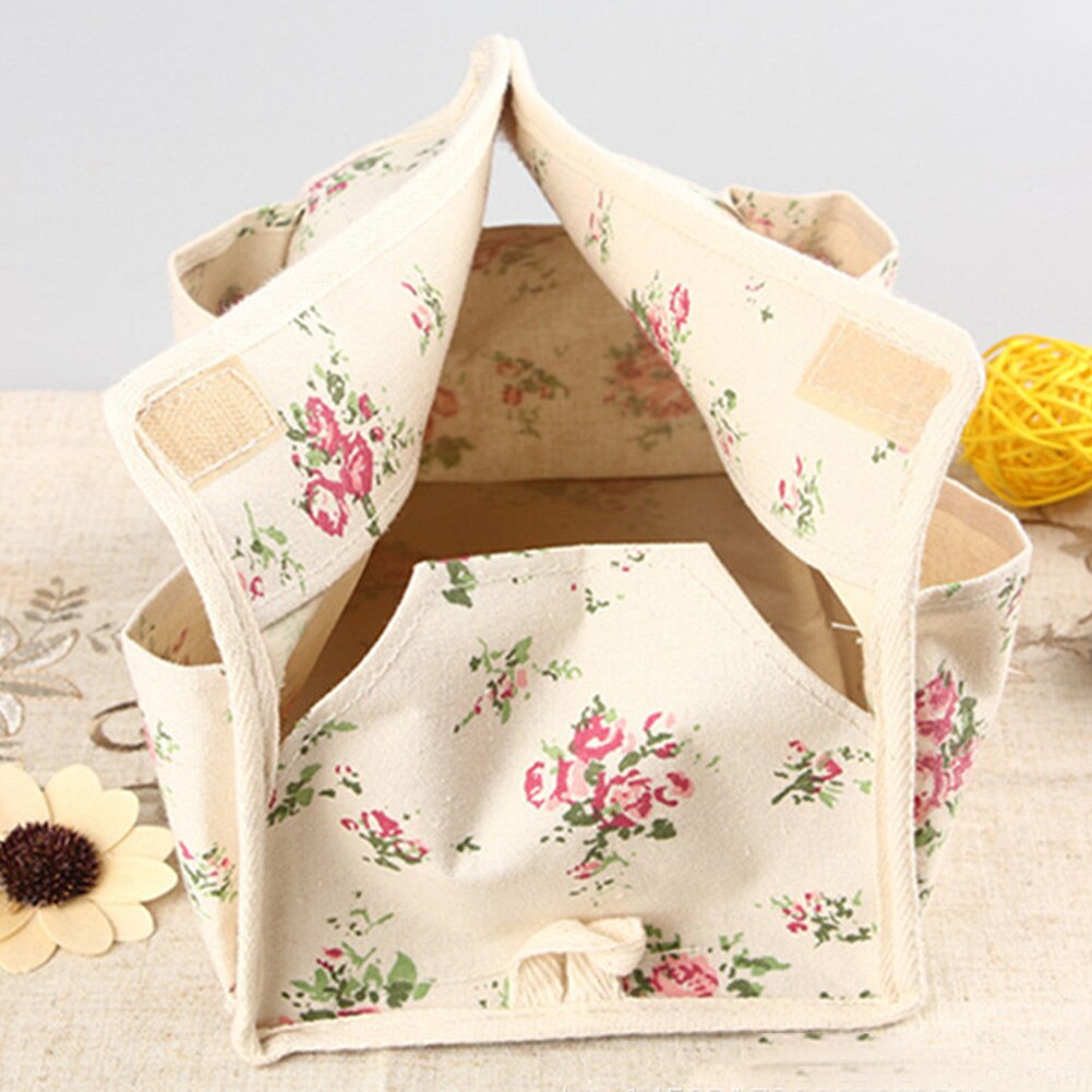 6 Pocket Linen Fabric Living Room Desktop Table Home Tissue Box Office Car Napkin Storage Hotel Restaurant Paper Organizers