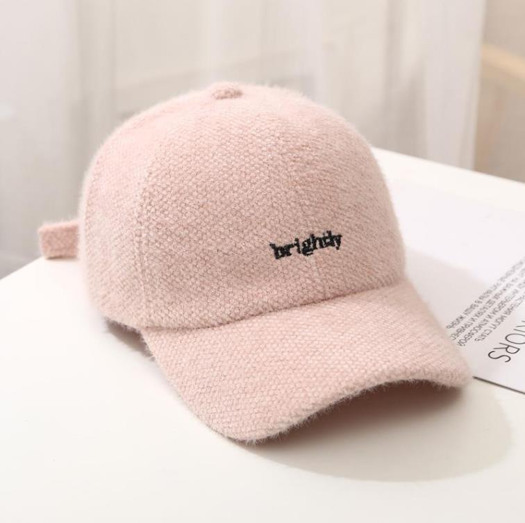 Hoed Vrouwen Herfst Winter Pet Student Koreaanse Stijl Alle-Match Brieven Baseball Cap Pluche Verdikte Warm hoed: Brirg-pink