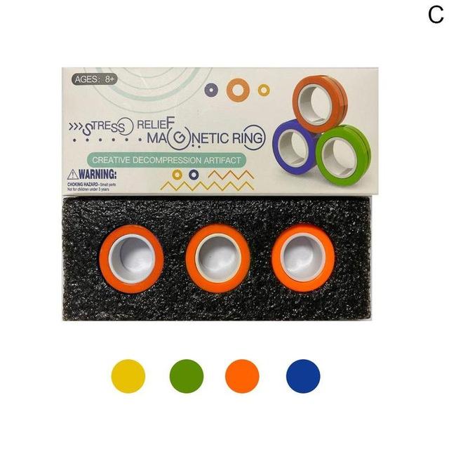 Anti-stress magnetiske ringe magisk magnetisk armbånd ring unzip legetøj angst lindring fokus børn dekompression fidget legetøj: C orange