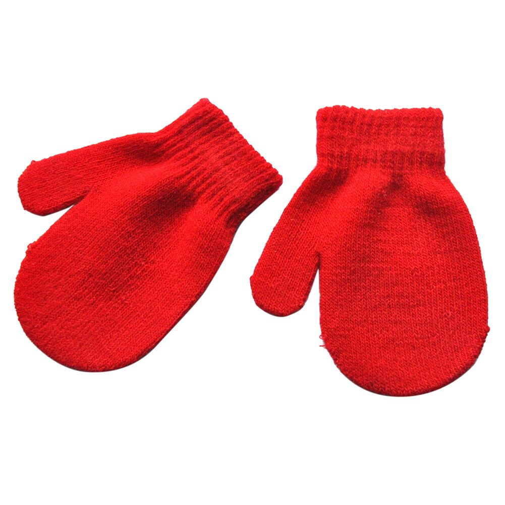 Imcute 1 Pair Of Gloves Baby Toddler Mittens Gloves Boys Girls Solid Winter Kids Soft Knitting Mitten Warm Glove 4 Colors: Red