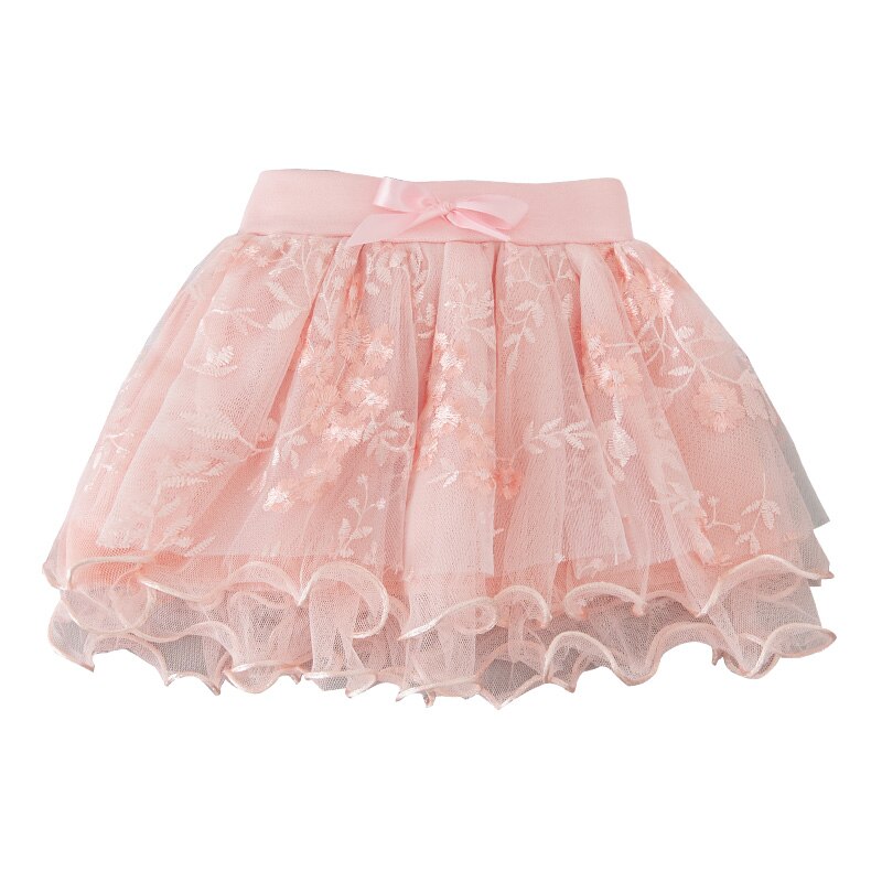 Gasväv puff kjol vår höst sommarkläder barn flicka söt baby barn blommig tutu kjolar blomma prinsessa 2-9y: Rosa / 130-140cm