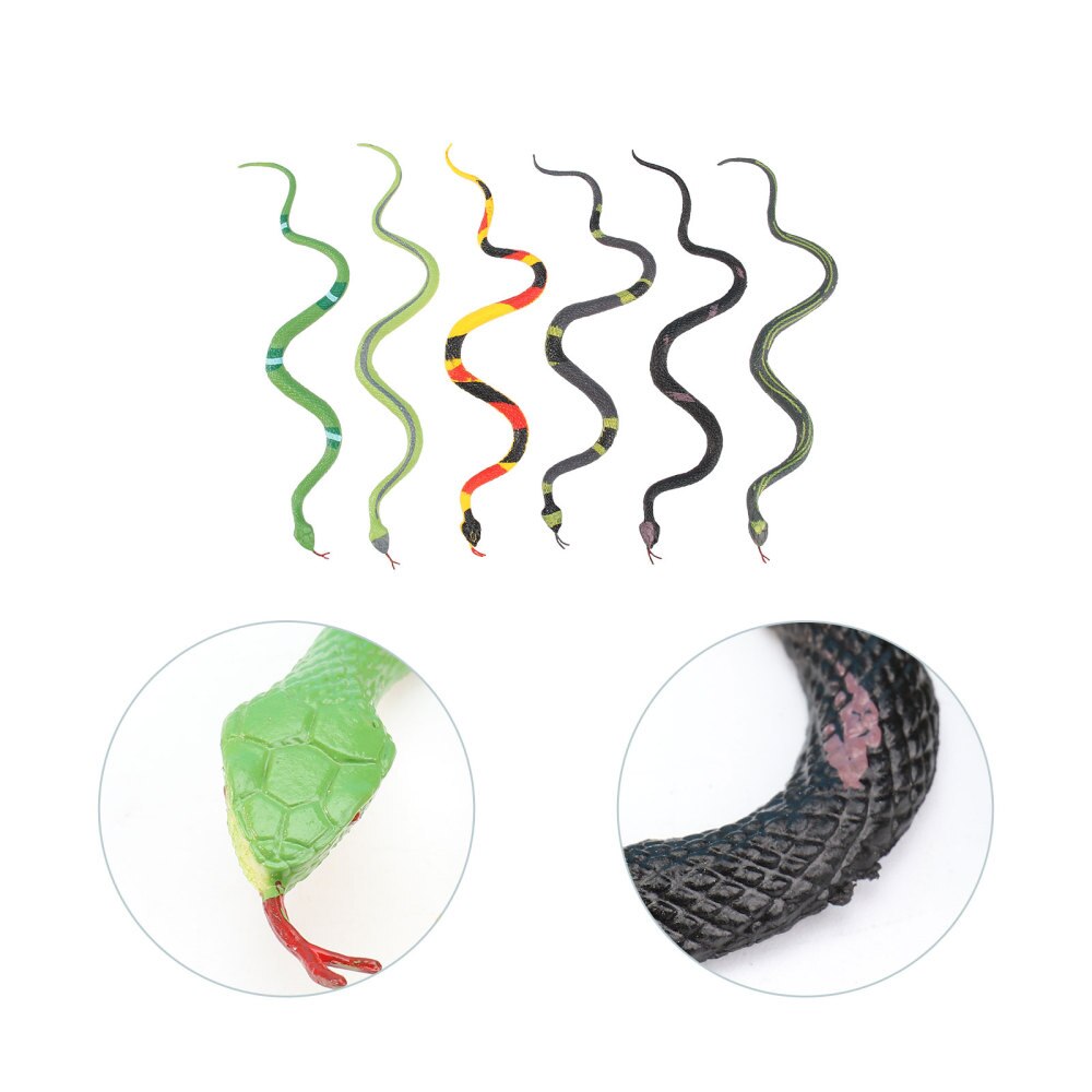 6Pcs Realistische Slang Model Speelgoed Levensechte Delicate Slang Speelgoed Prank Snake Prop Snake Model Voor Scène Layout Festival Prank