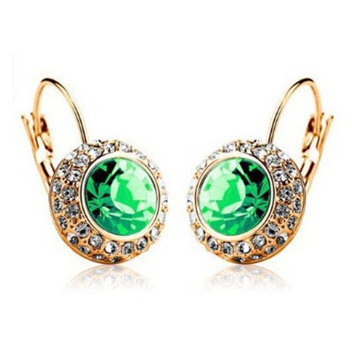 SHUANGR 12 Farben Vintage Hoop Ohrringe brinco Neue Schmuck Einzigartige Runde Kleine Kristall Gold Farbe Hoop Ohrring Für Frauen Hochzeit: Gold Green