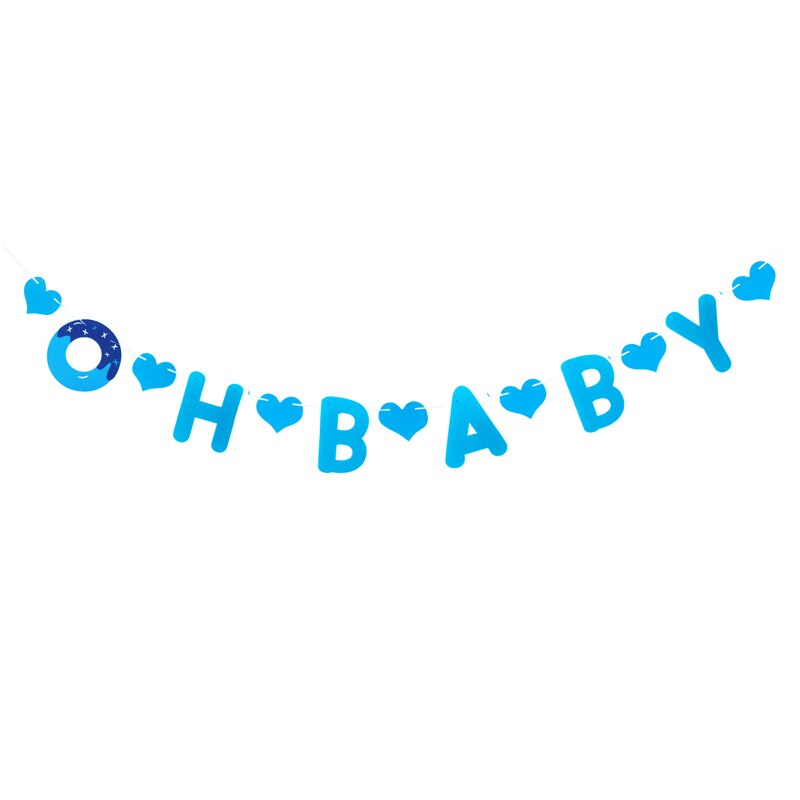 1pc non-woven diy happy first birthday 2 jaar oud oh baby banner vlag jongens meisjes geslacht onthullen babyshower feestdecoratie: Blauw ohbaby