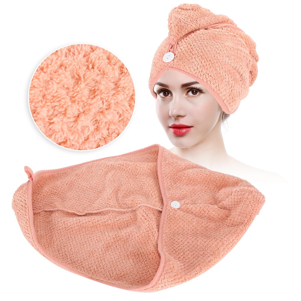 60 x 24cm mikrofiber hurtigtørrende hårhætte spa håndklæde hårtørring turban badehåndklæde hat hårplejeværktøj tilbehør ensfarvet pink