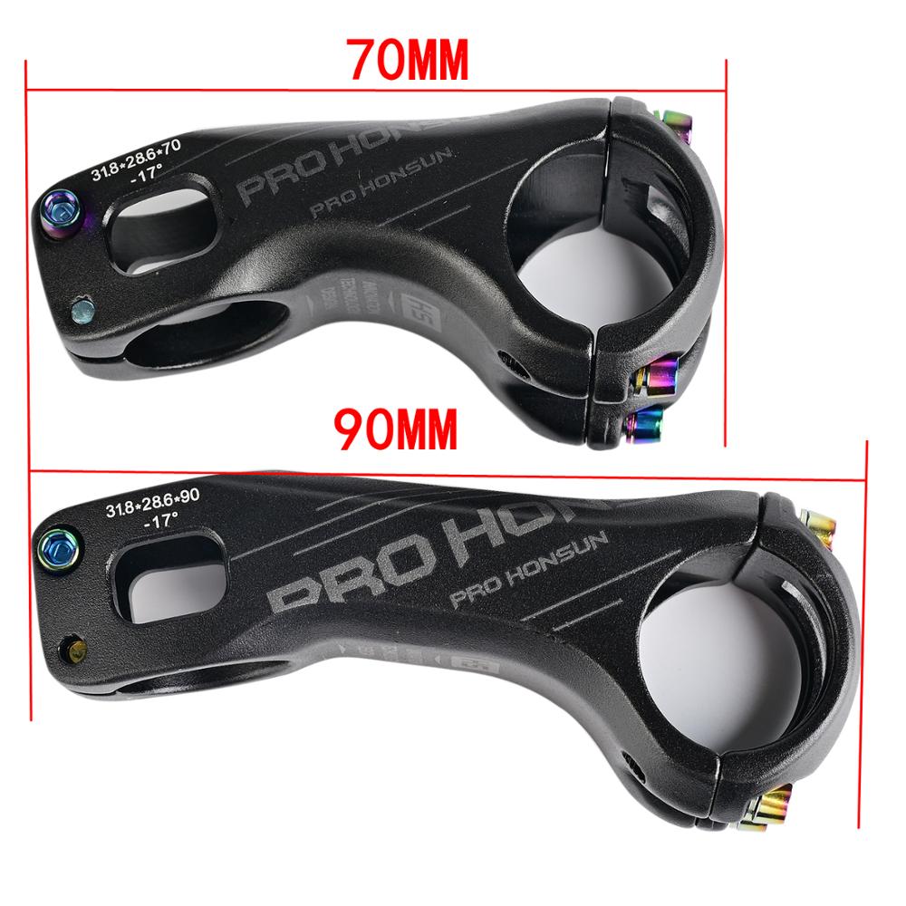 PRO HONSUN Bicycle stem road 17 Degree Stem Road MTB Bicycle lightweight handle 7075CNC aluminum alloy handle 28.6/31.8mm 90MM