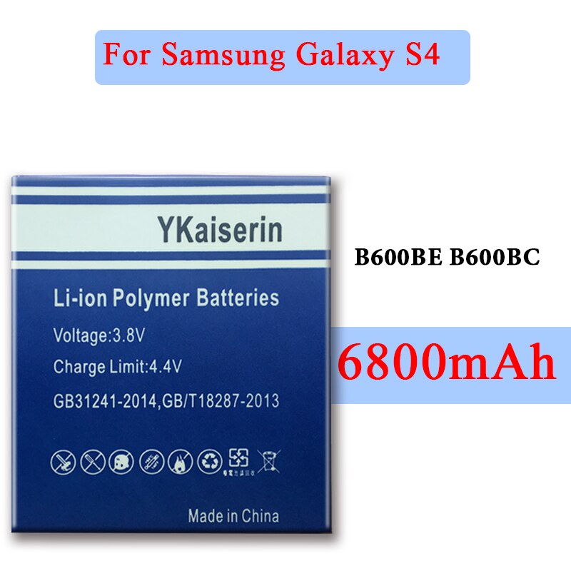 Reemplazo de la batería de Samsung para Galaxy S4 I9500 I959 I9502 I9508 GT-I9505 de B600BC B600BE B600BU 6800mAh