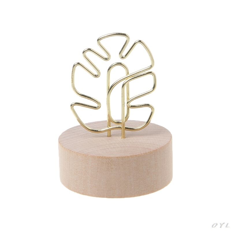 Memo Card Photo Message Picture Clip Note Clamp Table Numbers Round Wooden Base Holder For Wedding Party: 02