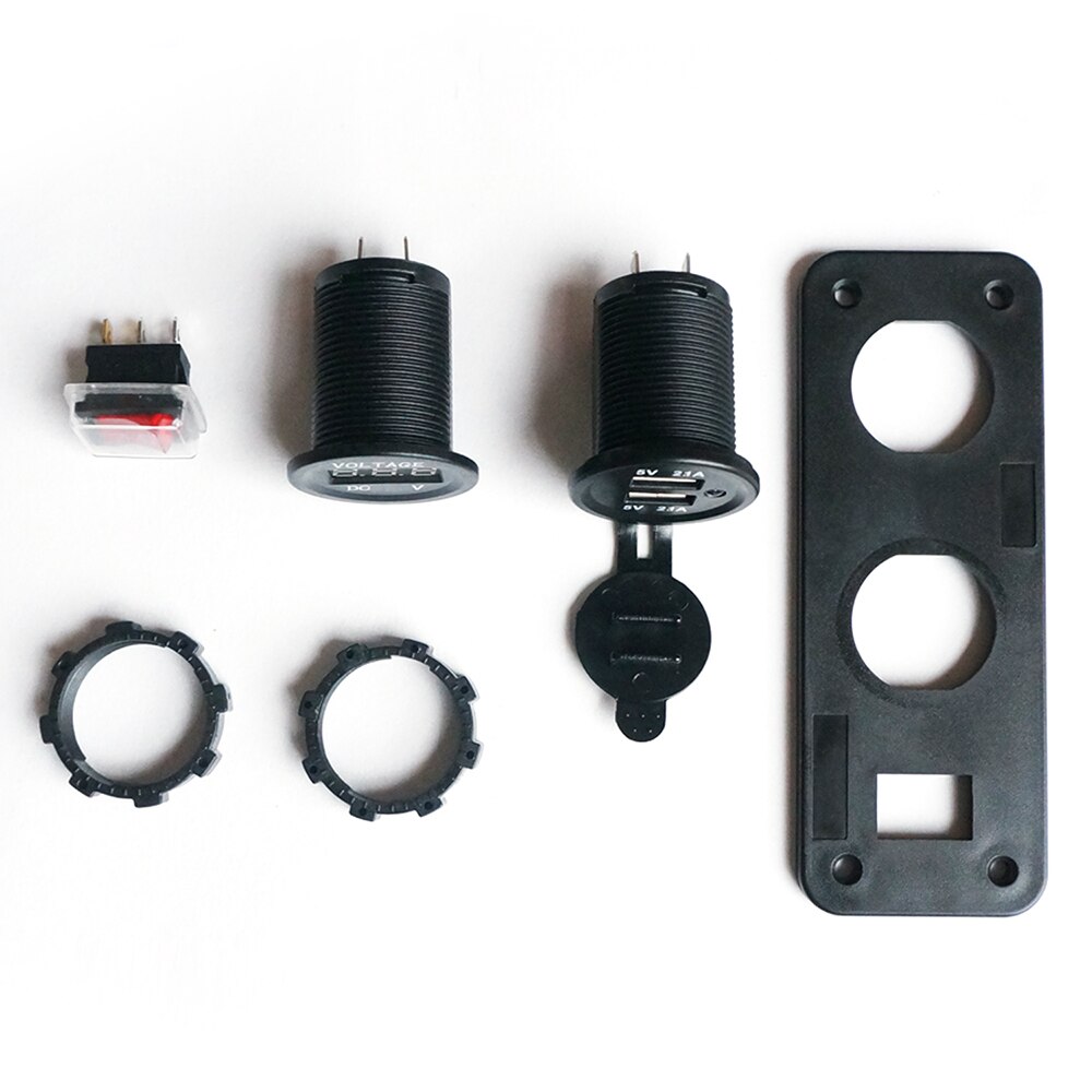 12v bil cigarettænder stik dobbelt usb adapter oplader digital voltmeter med no/off kontakt til bil båd lastbil usb oplader
