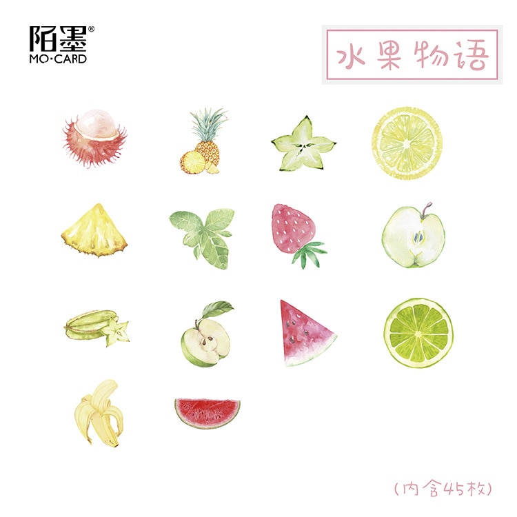 45 stk/pakning frisk frukt klistremerker mini papir dekorasjon klistremerker gjør selv dagbok scrapbooking planlegger etikett klistremerke kawaii skrivesaker
