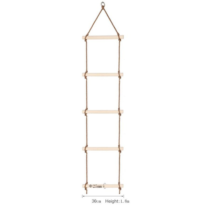 5 Wooden Rungs PE Rope Ladder Children Climbing Indoor Outdoor Garden Kids Sport Rope Swing Safe Fitness Climbing Ladder