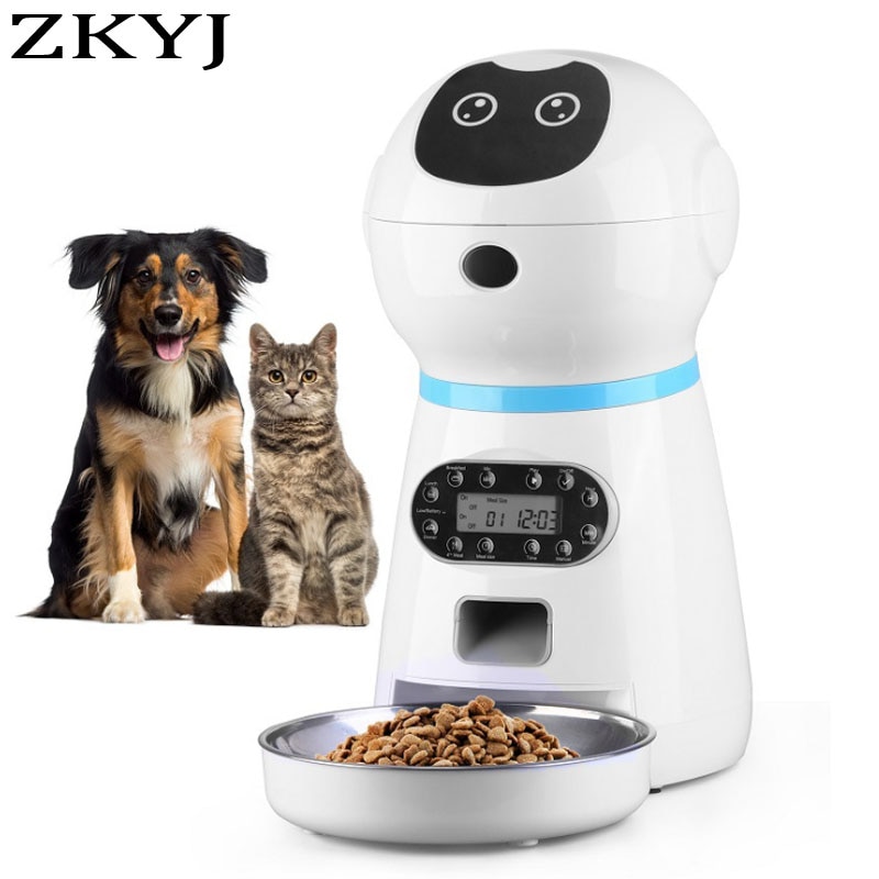 Smart automatisk foderautomat til kæledyr med stemmeoptagelse rustfrit stål lcd-skærm timer til hundemad skål kattefoder dispenser kæledyrsforsyninger