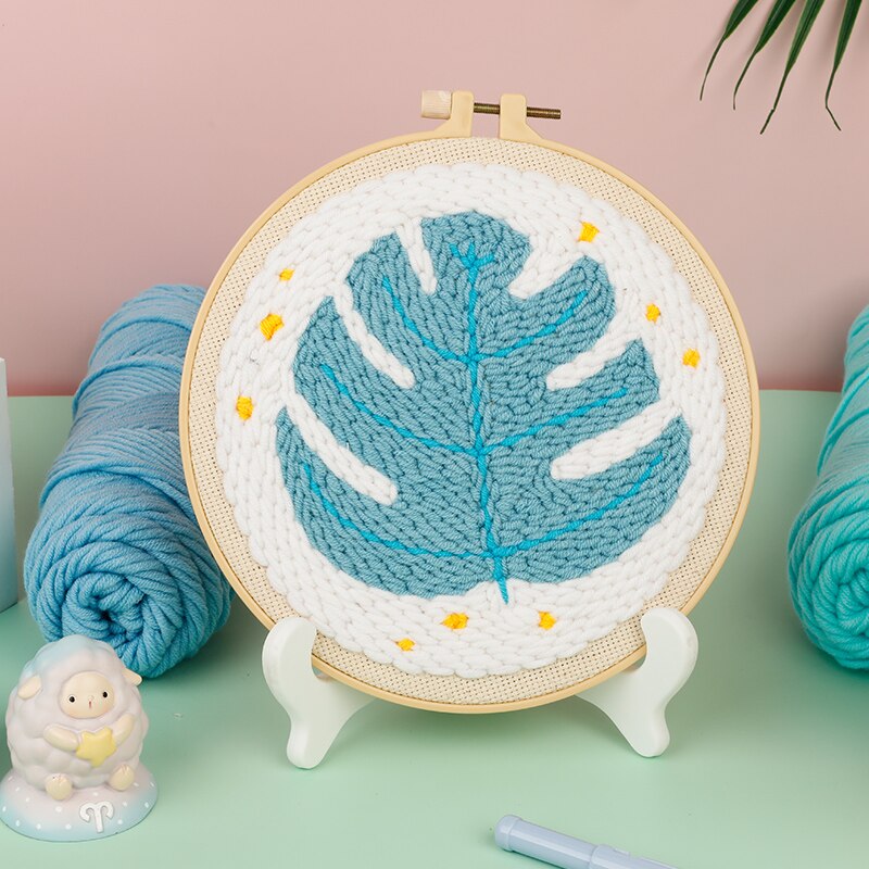 Punch Needle Kit for Starter Punch Needle Embrodery Kit Cross Stitch for Beginner Handcraft Wall Painting Home Decor Craft Kit: Leaf1