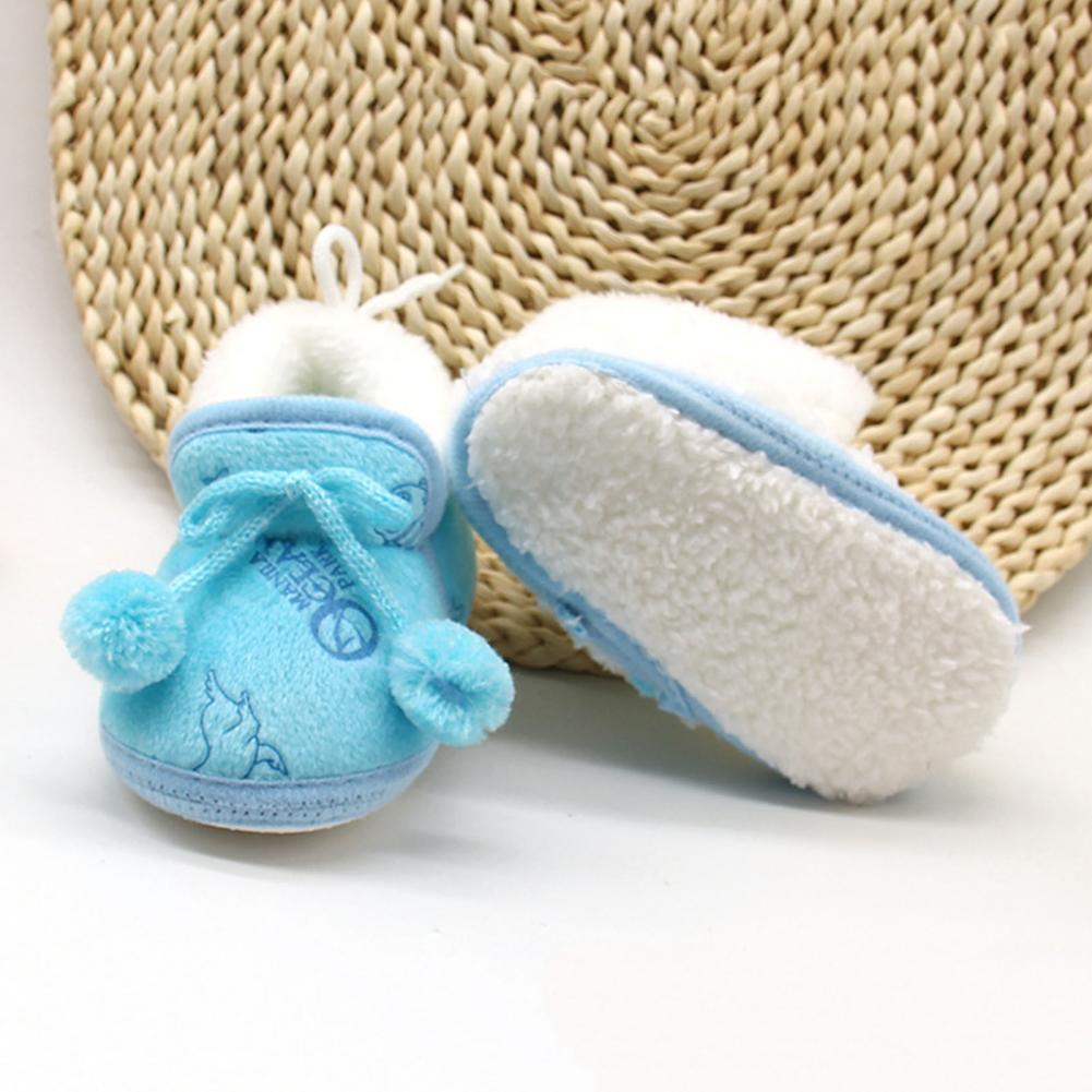 Herfst Winter 0-1 Jaar Oude Baby Meisjes Puffer Bal Zachte Tong Warme Peuter Schoenen Snoep Kleur Harige Laarzen kinderen Jaar