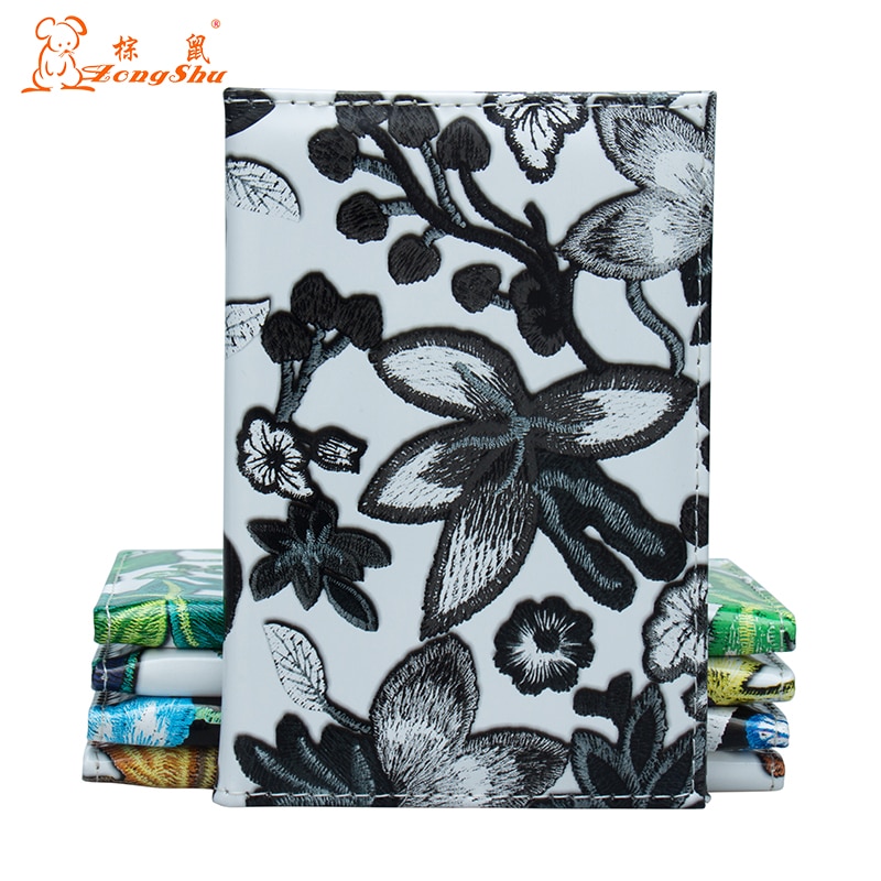 Zongshu brand passport holder flower leaf printing style women travel passport case Man passport Cover