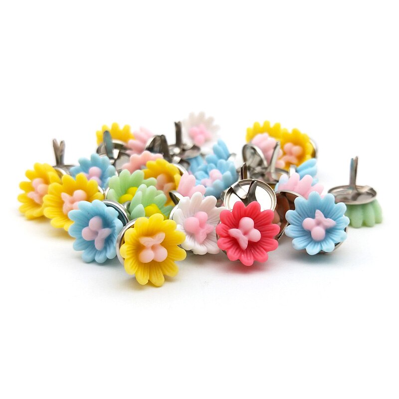 20pcs 14mm Cute Flowers Metal Brads Crafts Scrapbooking Diy Photo Album Decoration Supplies Embellishment Brads Accessories