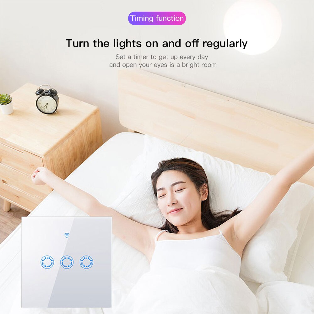 1/2/3 Gang Smart WiFi Light Switch Interruptor Touch Wall Power Switch App Remote Control Intellegent Switch For Alexa/Echo Home