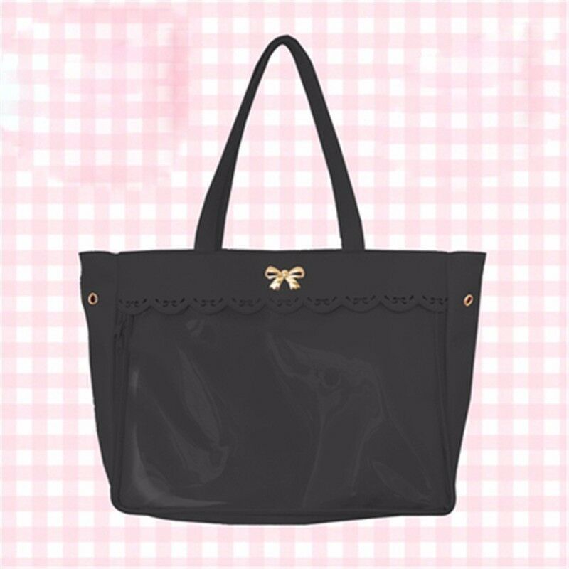 Femmes Transparent clair sacs à main Lolita dentelle Bow sac à bandoulière sac Cosplay offre spéciale couleur unie décontracté tout-Match: Black