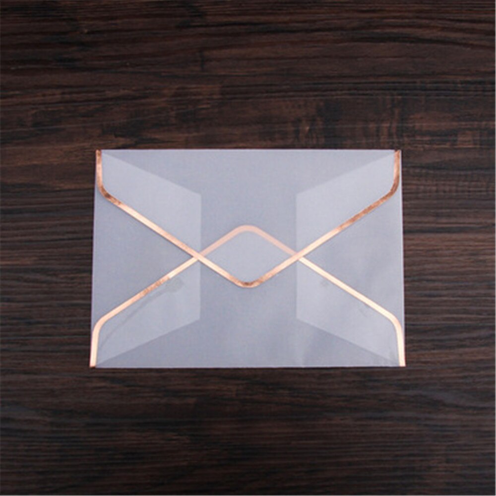 2 uds Semi-transparente de papel de ácido sulfúrico sobres dorado Tarjeta de invitación del banquete de boda Vintage cubierta para de embalaje de tarjeta postal: rose gold