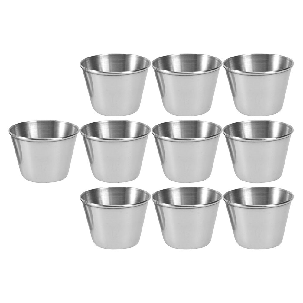 10pcs Stainless Steel Sauce Cups Condiment Cups Dip Sauce Cups Tomato Sauce Cups For Hotel Shop Home